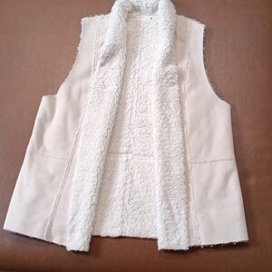 Faux suede vest with faux sherpa lining